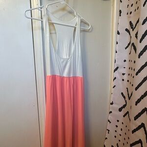 White and Pink Sleeveless Dress